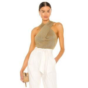 Brochu Walker NWT Ina Wrap Tank Gold Yellow Knit Sleeveless Top Size M MSRP $288